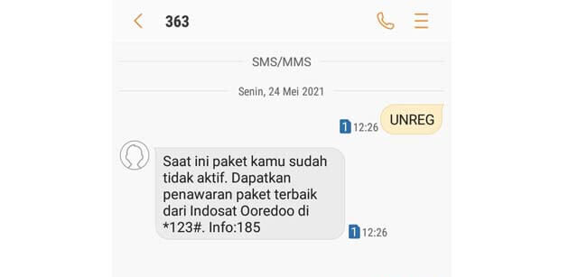 3. Langkah-Langkah Unreg Paket Indosat Ooredoo Melalui SMS