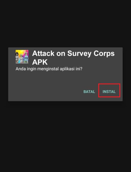 Cara Pemasangan Attack On Survey Corps Mod Apk